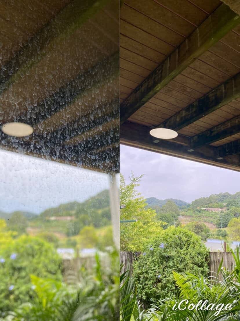 Professional window cleaning on a Coffs Harbour home with crystal-clear glass